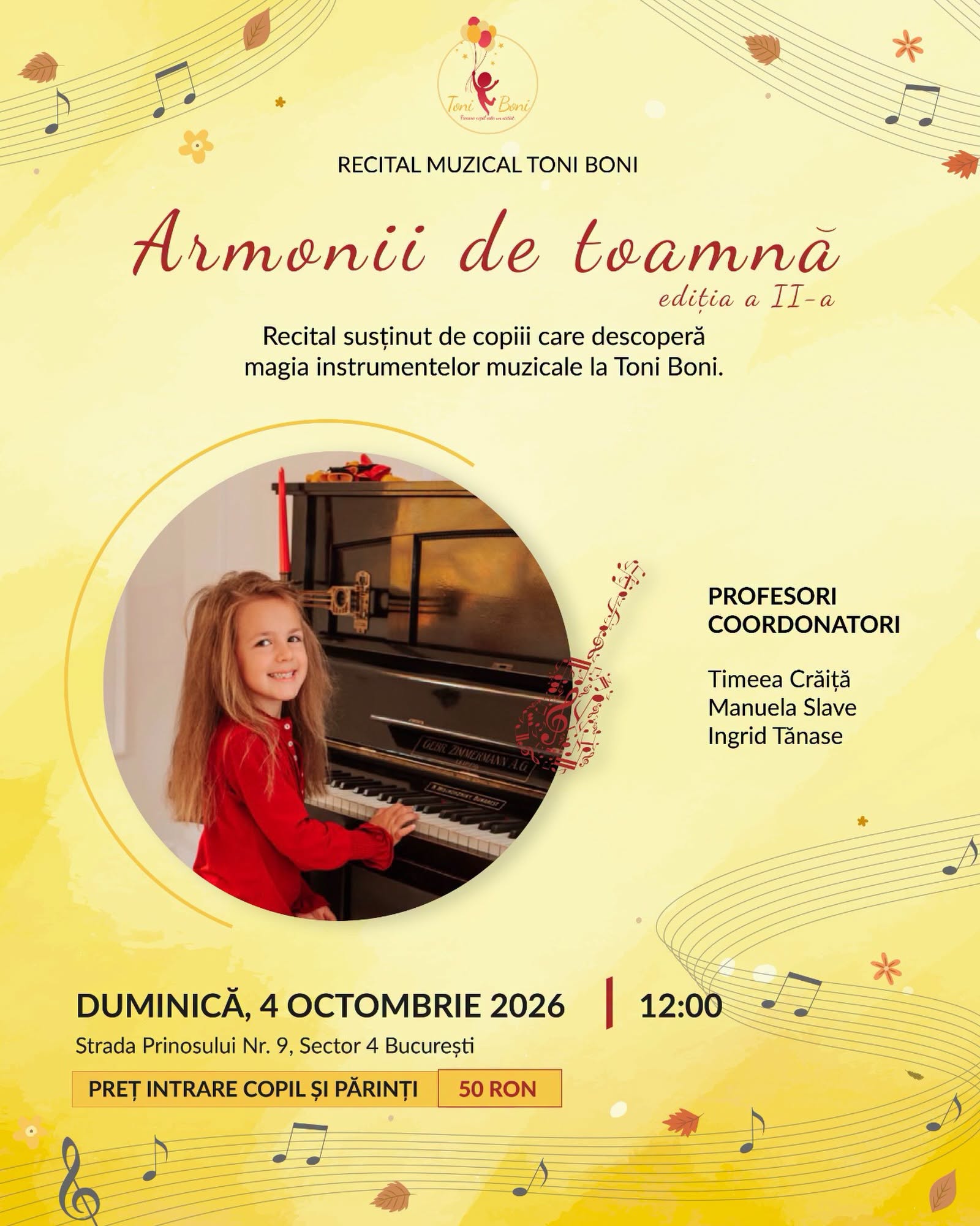 Armonii de toamnă – Recital de pian, chitară și tobe