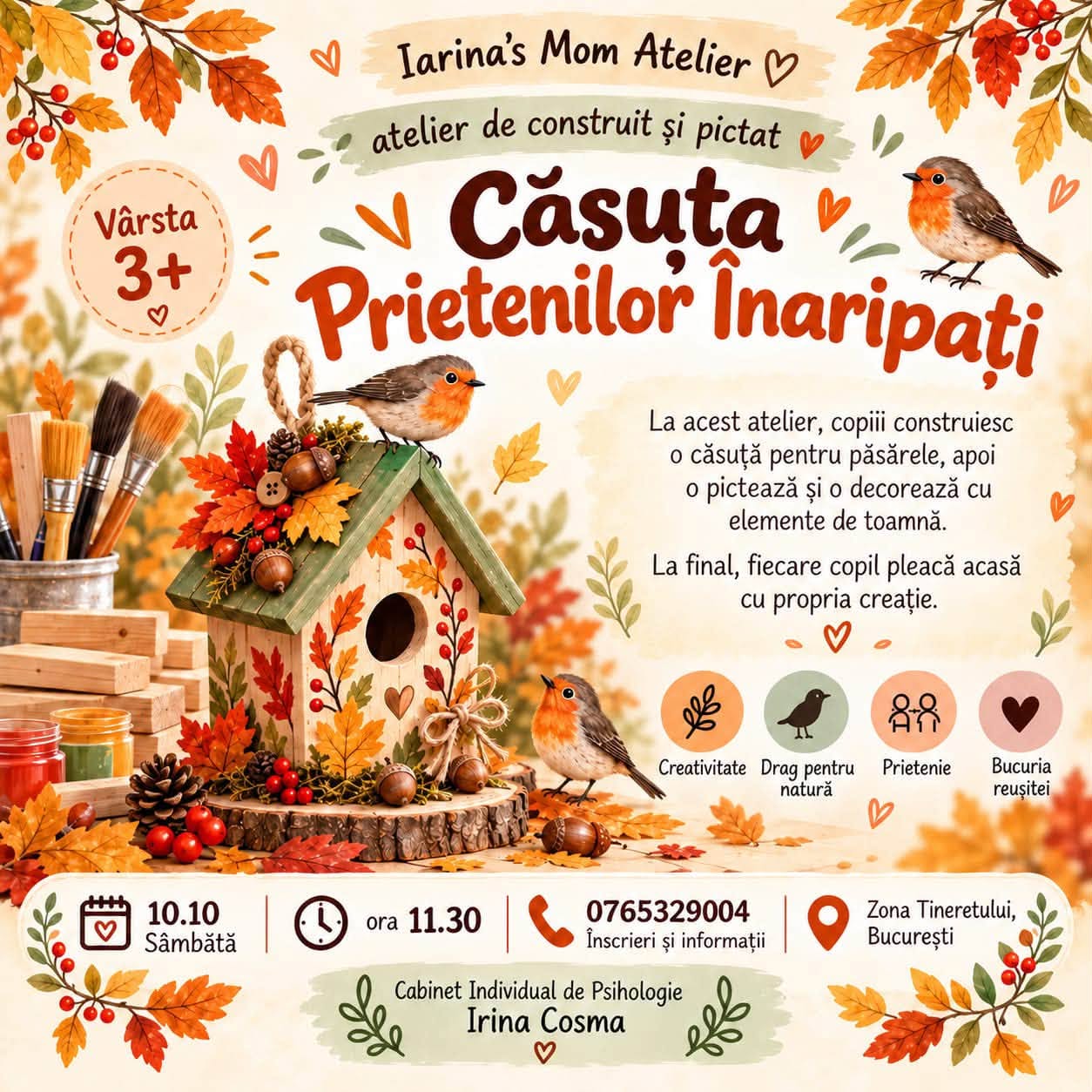 Căsuța Prietenilor Înaripați – Atelier de construit și pictat