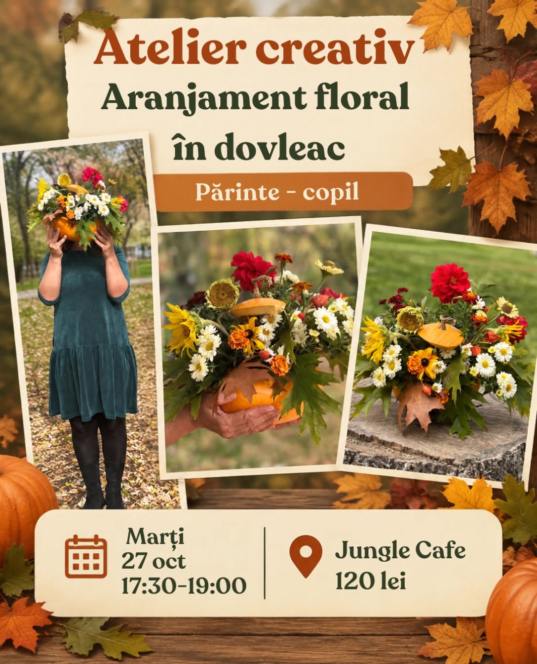 Aranjament floral în dovleac – Atelier creativ părinte-copil