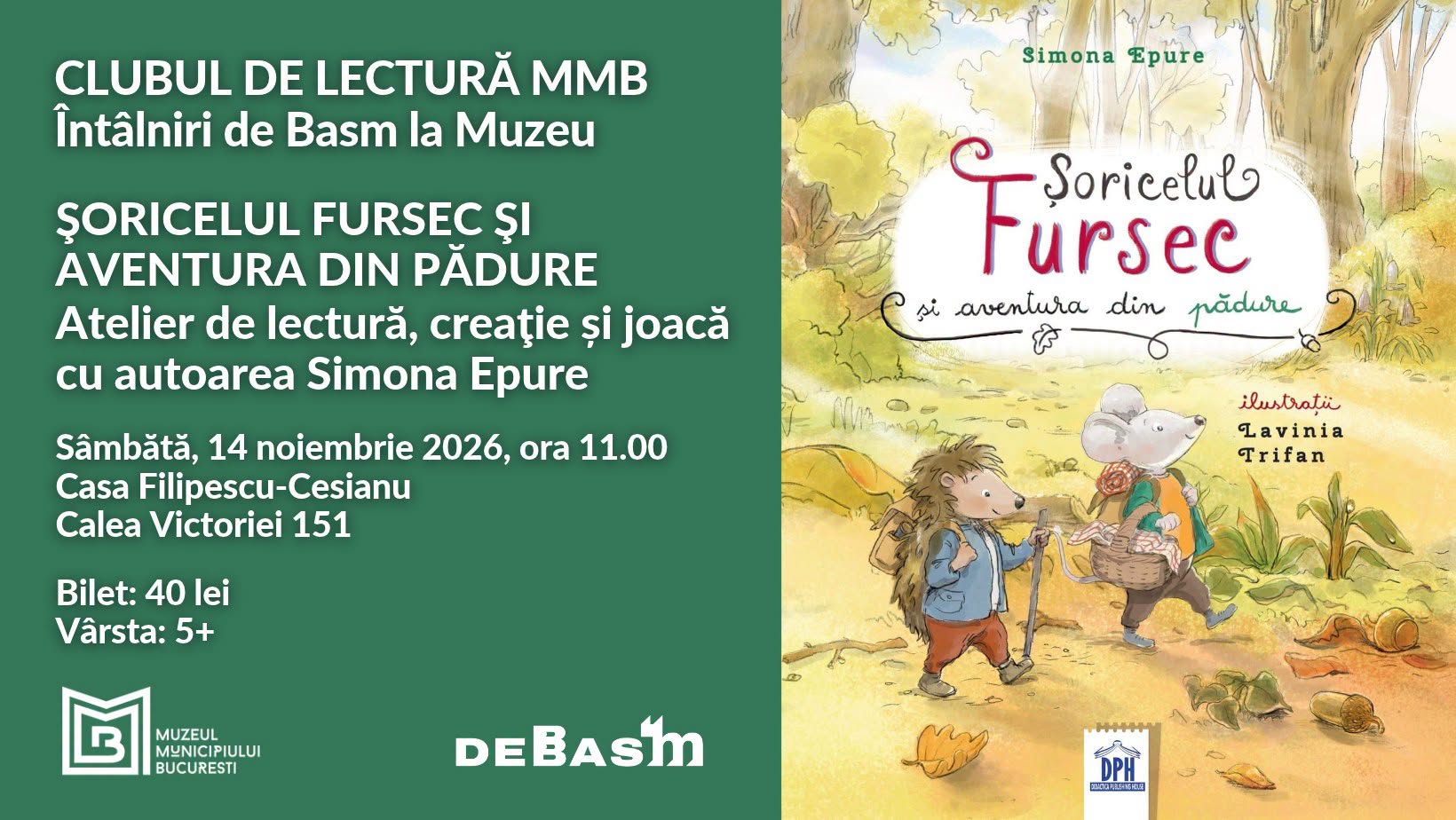 Șoricelul Fursec și aventura din pădure. Atelier de lectură, creație și joacă