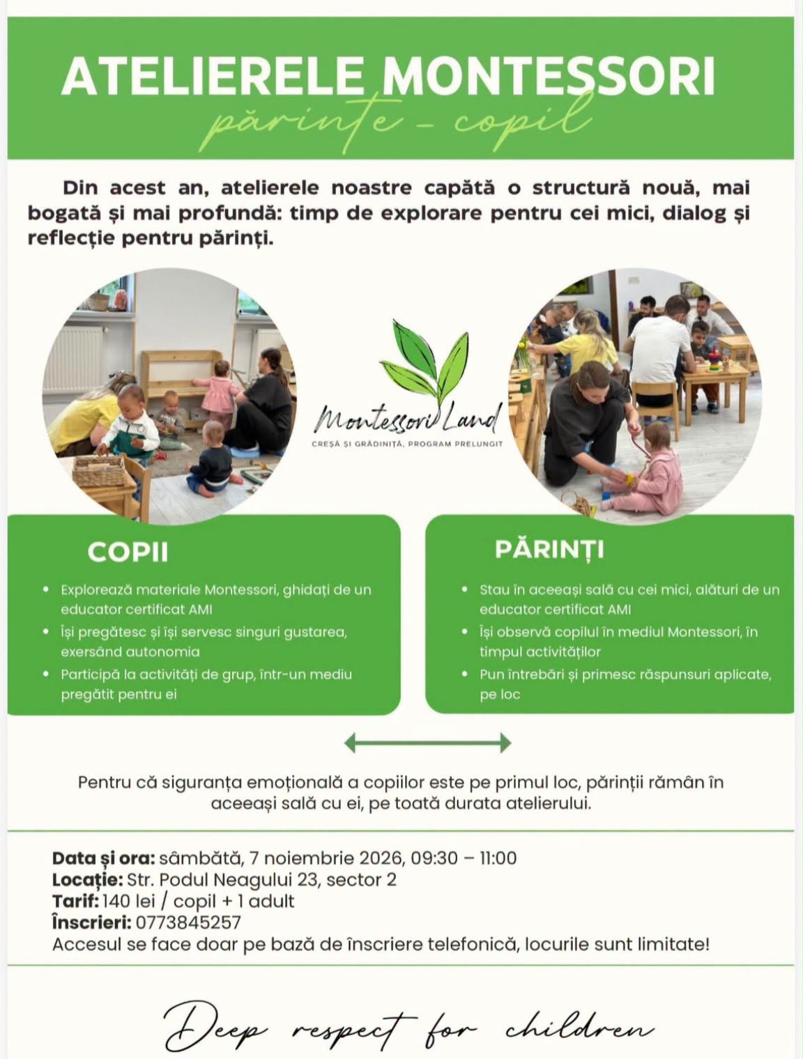 Atelier Montessori Părinte-Copil